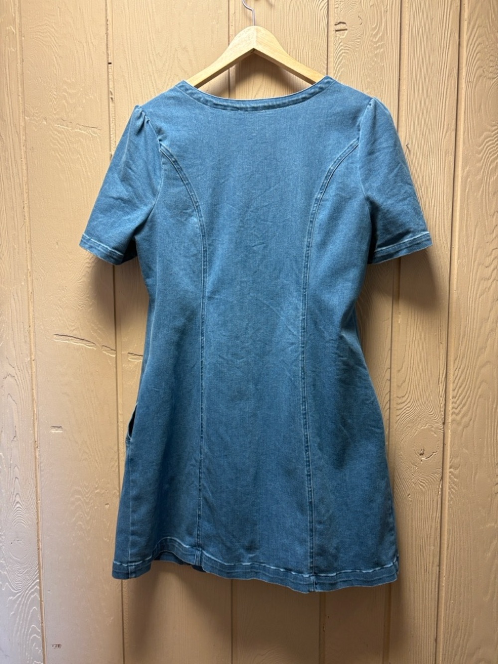 Sugarlips Blue Denim V-Neck Mini Dress - Picture 8 of 13
